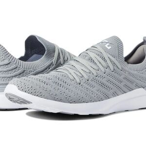 APL TechLoom Knit Athletic Sneakers in Light Gray and White